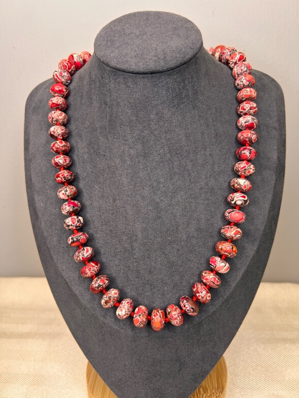 Imperial Jasper (Red Sea Sediment Jasper)  Stone Hand Knotted Necklace